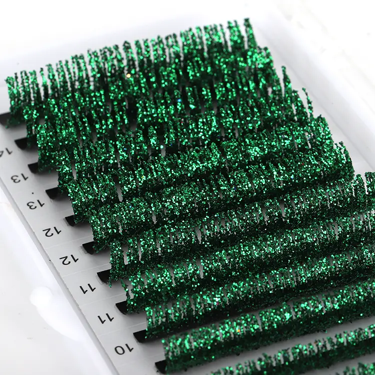 Estensione per ciglia glitter verdi