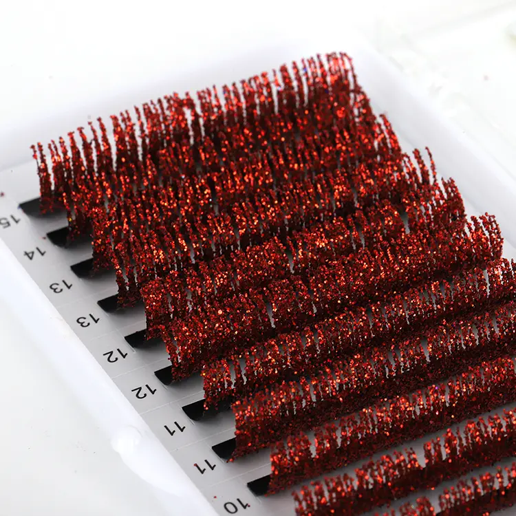Estensione della ciglia rossa glitter